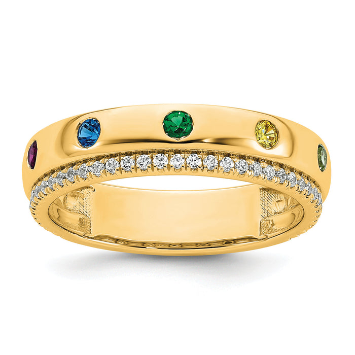 14k 7 Birthstone and Diamond Mother's Ring Semi-mount-XMR103/7Y