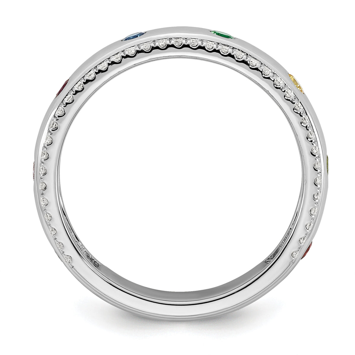 14k WG8 Birthstone and Diamond Mother's Ring Semi-mount-XMR103/8W