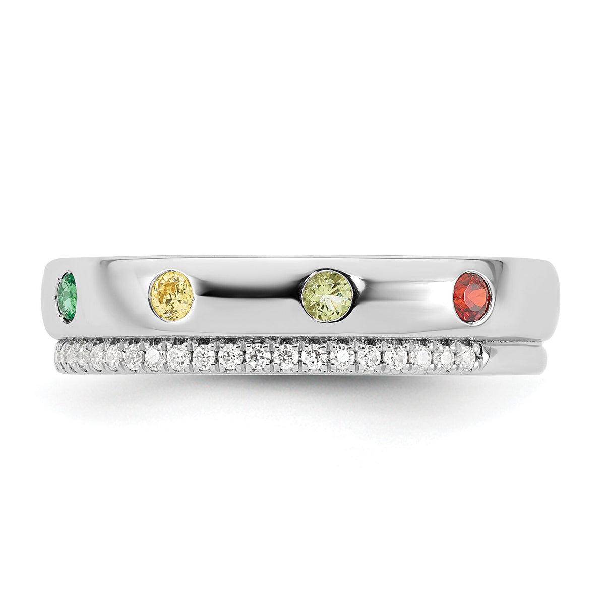 14k WG8 Birthstone and Diamond Mother's Ring Semi-mount-XMR103/8W