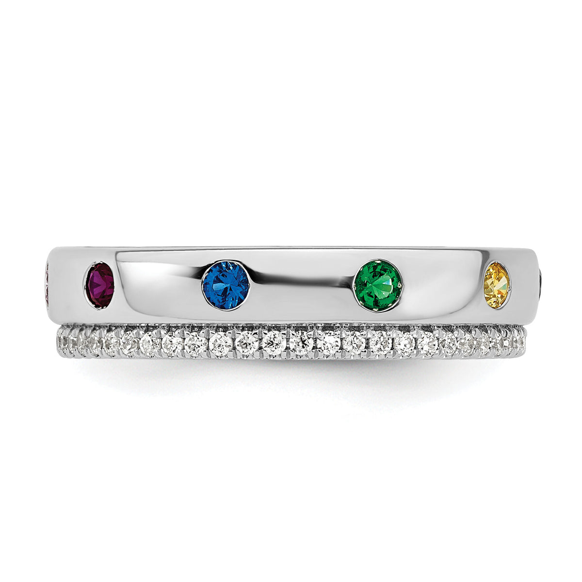 14k WG8 Birthstone and Diamond Mother's Ring Semi-mount-XMR103/8W