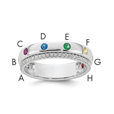 14k WG8 Birthstone and Diamond Mother's Ring Semi-mount-XMR103/8W