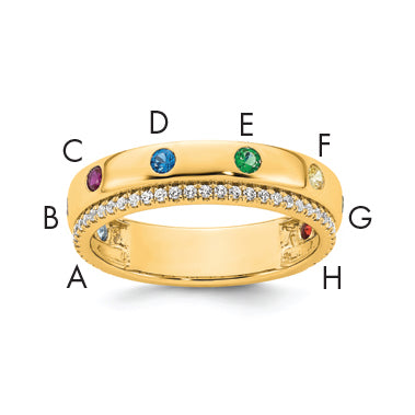 14k 8 Birthstone and Diamond Mother's Ring Semi-mount-XMR103/8Y-7