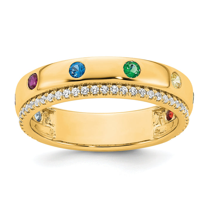 14k 8 Birthstone and Diamond Mother's Ring Semi-mount-XMR103/8Y