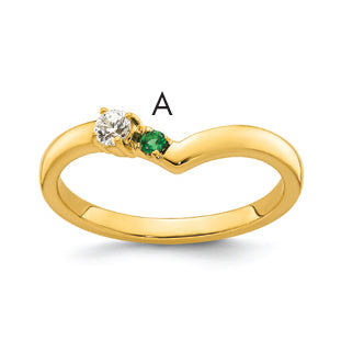 14k 1 Birthstone with Diamond  Mother's Ring Mounting-XMR105/1Y-7