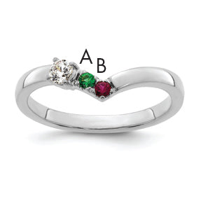 14k WG 2 Birthstone with Diamond with Mother's Ring Mounting-XMR105/2W-7