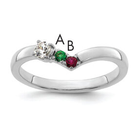 14k WG 2 Birthstone with Diamond with Mother's Ring Mounting-XMR105/2W