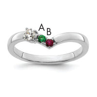 14k WG 2 Birthstone with Diamond with Mother's Ring Mounting-XMR105/2W