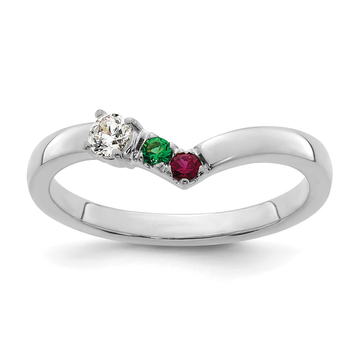 14k WG 2 Birthstone with Diamond with Mother's Ring Mounting-XMR105/2W
