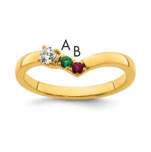 14k 2 Birthstone with Diamond  Mother's Ring Mounting-XMR105/2Y-7