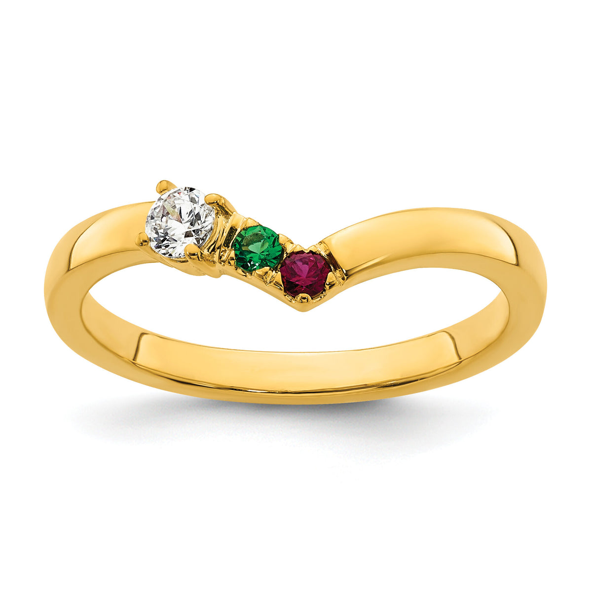 14k 2 Birthstone with Diamond Mother's Ring Mounting-XMR105/2Y