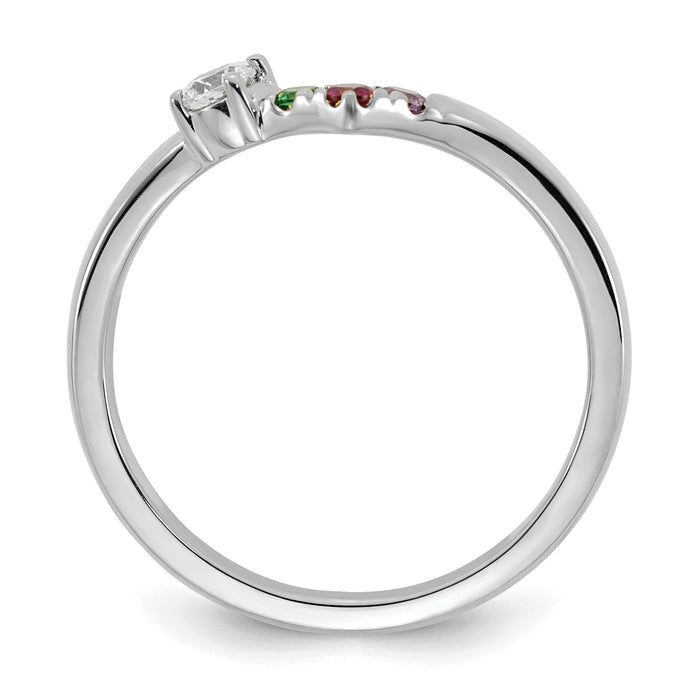 14k WG 3 Birthstone with Diamond with Mother's Ring Mounting-XMR105/3W