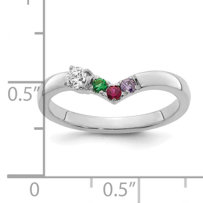 14k WG 3 Birthstone with Diamond with Mother's Ring Mounting-XMR105/3W
