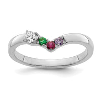 14k WG 3 Birthstone with Diamond with Mother's Ring Mounting-XMR105/3W
