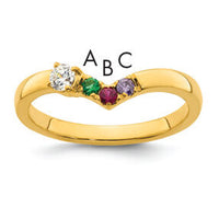 14k 3 Birthstone with Diamond Mother's Ring Mounting-XMR105/3Y