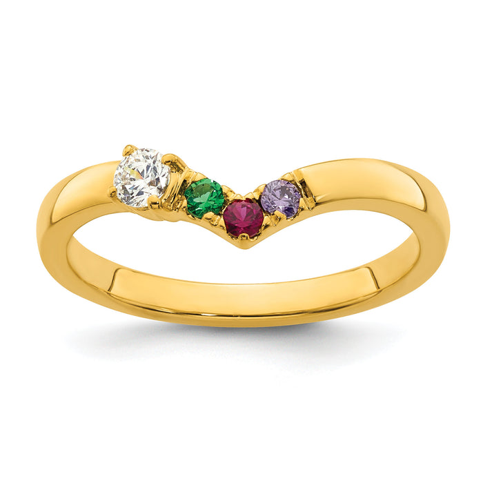 14k 3 Birthstone with Diamond Mother's Ring Mounting-XMR105/3Y