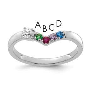 14k WG 4 Birthstone with Diamond with Mother's Ring Mounting-XMR105/4W-7