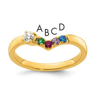 14k 4 Birthstone with Diamond Mother's Ring Mounting-XMR105/4Y