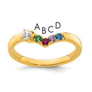 14k 4 Birthstone with Diamond Mother's Ring Mounting-XMR105/4Y