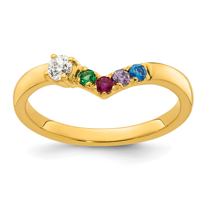 14k 4 Birthstone with Diamond Mother's Ring Mounting-XMR105/4Y