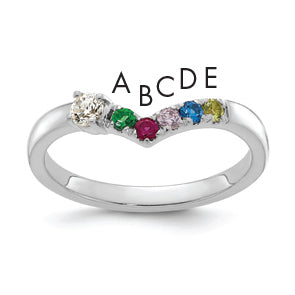 14k WG 5 Birthstone with Diamond with Mother's Ring Mounting-XMR105/5W-7