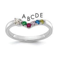 14k WG 5 Birthstone with Diamond with Mother's Ring Mounting-XMR105/5W