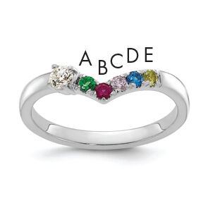 14k WG 5 Birthstone with Diamond with Mother's Ring Mounting-XMR105/5W