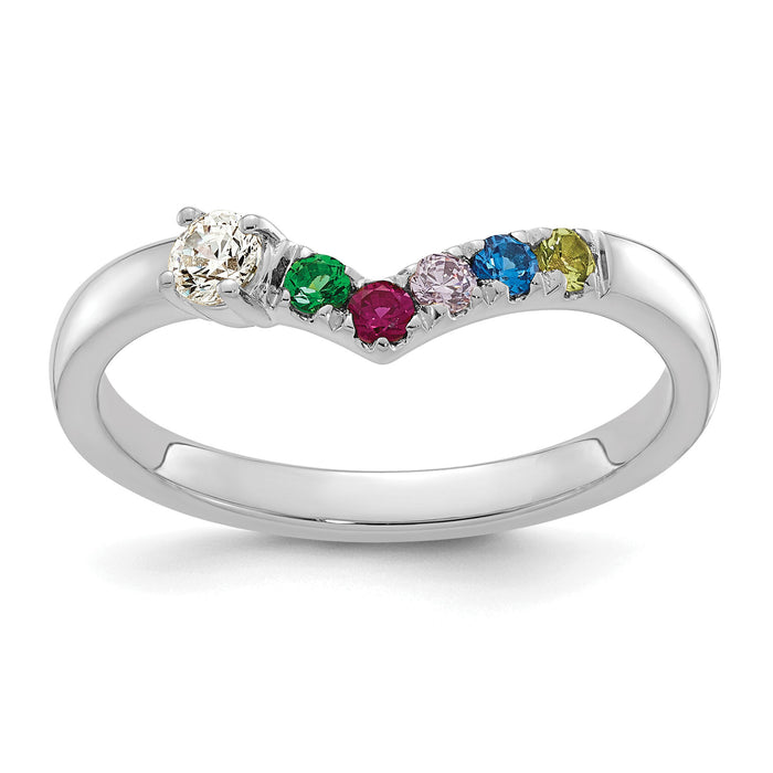 14k WG 5 Birthstone with Diamond with Mother's Ring Mounting-XMR105/5W