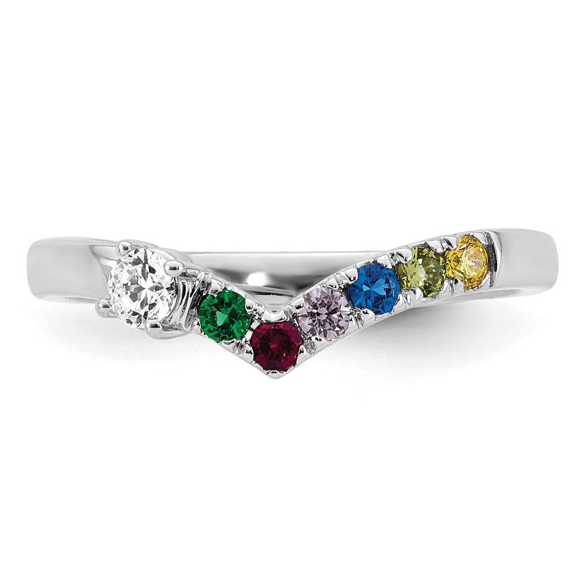 14k WG 6 Birthstone with Diamond with Mother's Ring Mounting-XMR105/6W