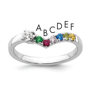 14k WG 6 Birthstone with Diamond with Mother's Ring Mounting-XMR105/6W