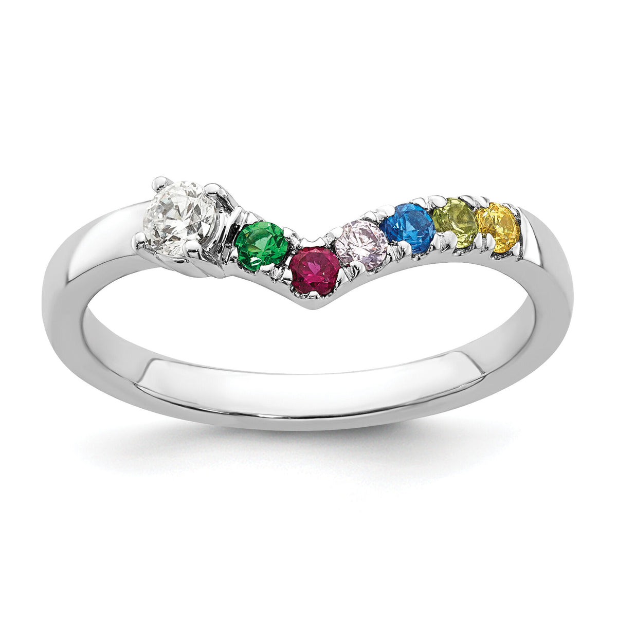 14k WG 6 Birthstone with Diamond with Mother's Ring Mounting-XMR105/6W