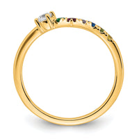 14k 6 Birthstone with Diamond Mother's Ring Mounting-XMR105/6Y