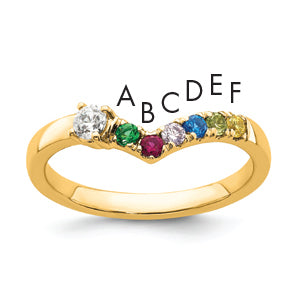 14k 6 Birthstone with Diamond  Mother's Ring Mounting-XMR105/6Y-7
