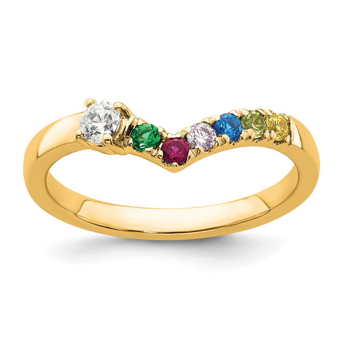 14k 6 Birthstone with Diamond Mother's Ring Mounting-XMR105/6Y