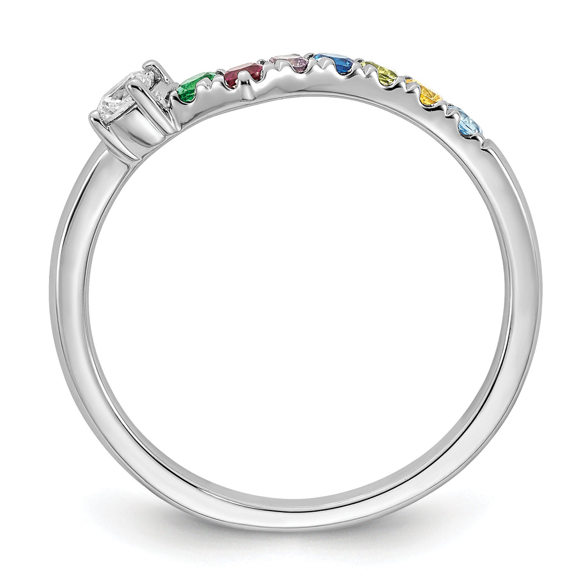 14k WG 7 Birthstone with Diamond with Mother's Ring Mounting-XMR105/7W