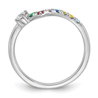 14k WG 7 Birthstone with Diamond with Mother's Ring Mounting-XMR105/7W
