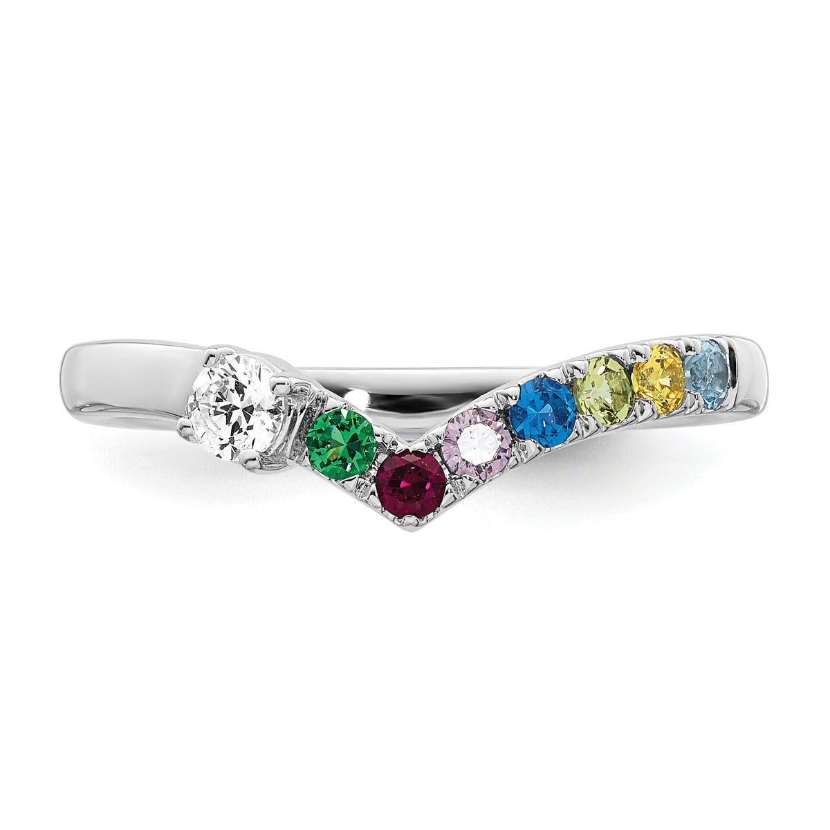 14k WG 7 Birthstone with Diamond with Mother's Ring Mounting-XMR105/7W