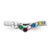 14k WG 7 Birthstone with Diamond with Mother's Ring Mounting-XMR105/7W