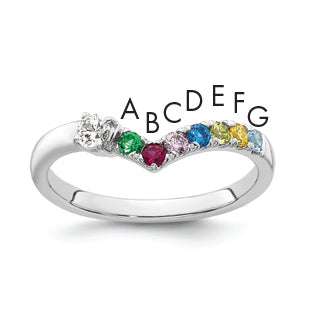 14k WG 7 Birthstone with Diamond with Mother's Ring Mounting-XMR105/7W