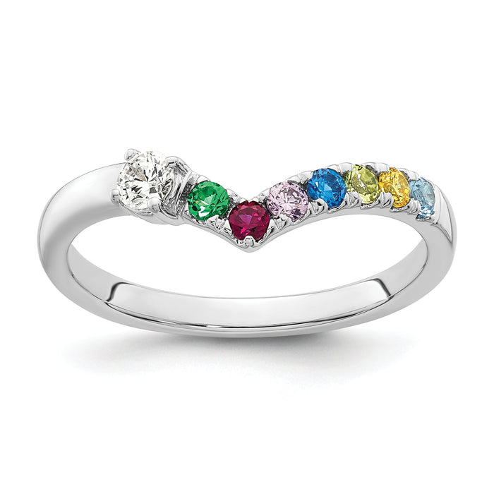 14k WG 7 Birthstone with Diamond with Mother's Ring Mounting-XMR105/7W