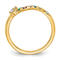 14k 7 Birthstone with Diamond Mother's Ring Mounting-XMR105/7Y