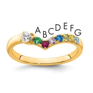 14k 7 Birthstone with Diamond  Mother's Ring Mounting-XMR105/7Y-7
