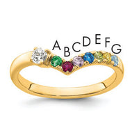 14k 7 Birthstone with Diamond Mother's Ring Mounting-XMR105/7Y