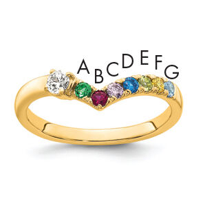 14k 7 Birthstone with Diamond Mother's Ring Mounting-XMR105/7Y