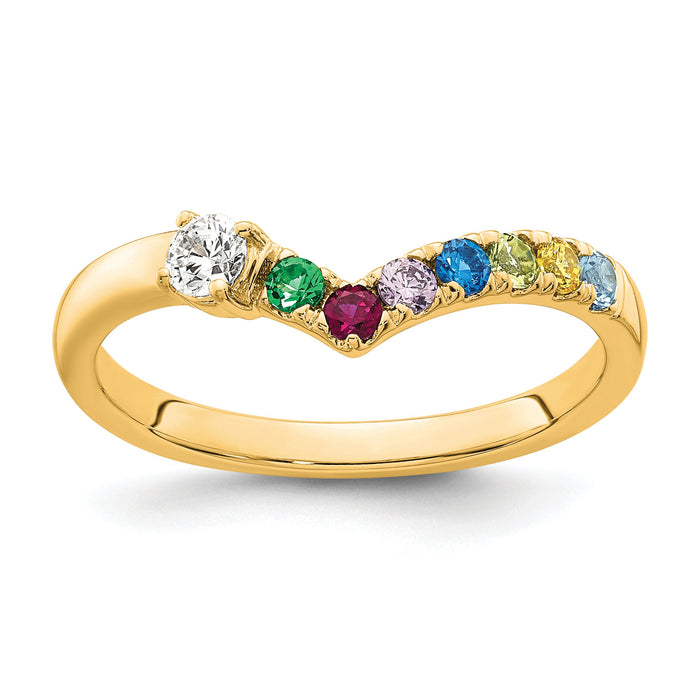 14k 7 Birthstone with Diamond Mother's Ring Mounting-XMR105/7Y