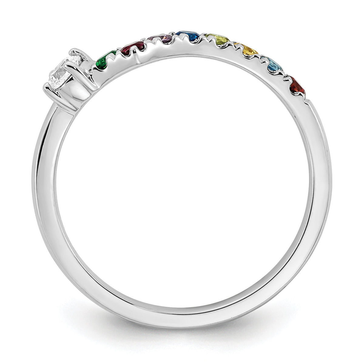 14k WG 8 Birthstone with Diamond with Mother's Ring Mounting-XMR105/8W