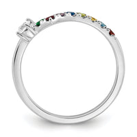 14k WG 8 Birthstone with Diamond with Mother's Ring Mounting-XMR105/8W