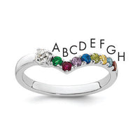 14k WG 8 Birthstone with Diamond with Mother's Ring Mounting-XMR105/8W
