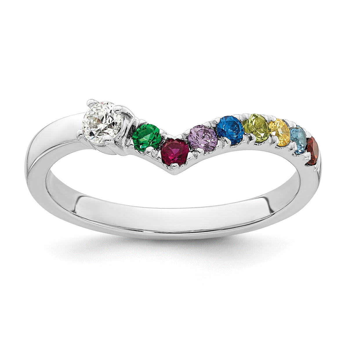 14k WG 8 Birthstone with Diamond with Mother's Ring Mounting-XMR105/8W