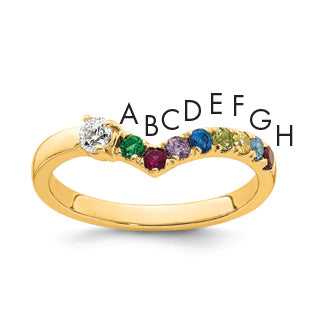 14k 8 Birthstone with Diamond  Mother's Ring Mounting-XMR105/8Y-7