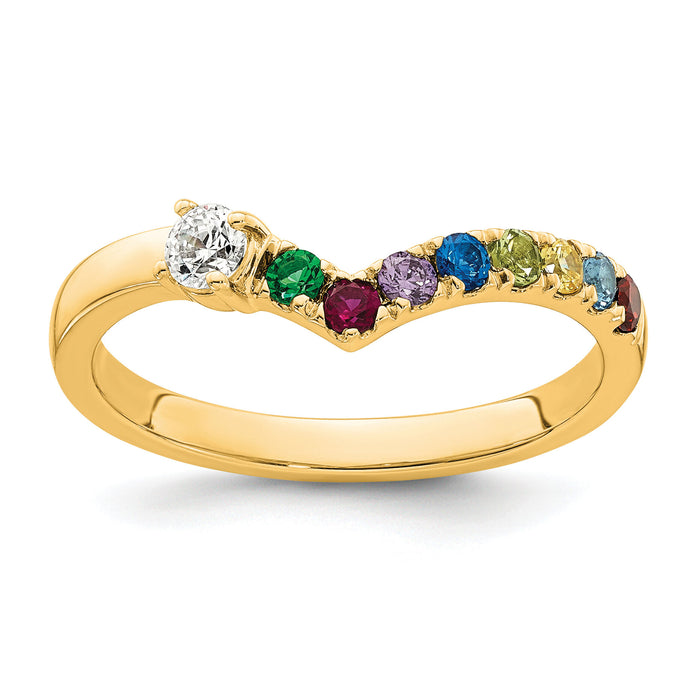 14k 8 Birthstone with Diamond Mother's Ring Mounting-XMR105/8Y